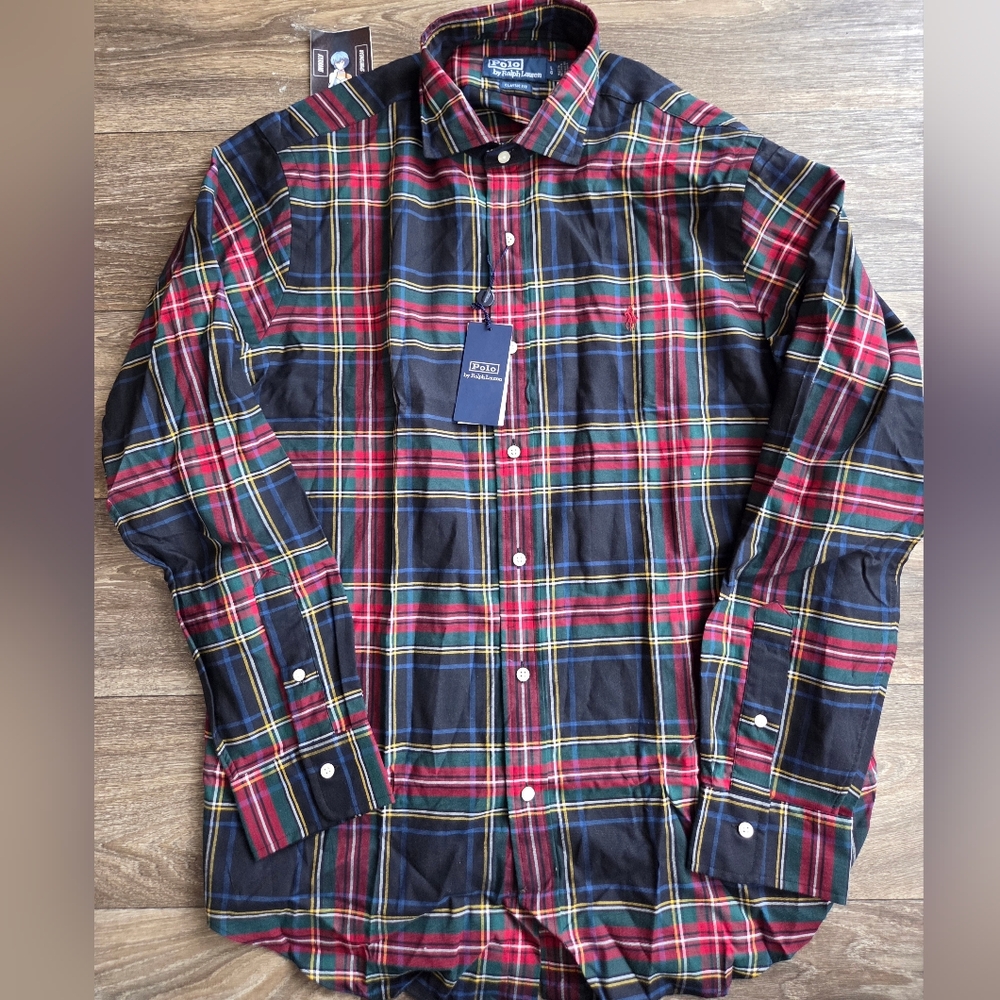 Polo Ralph Lauren Multicolor Holiday Plaid Button Down Shirt Mens Size Large